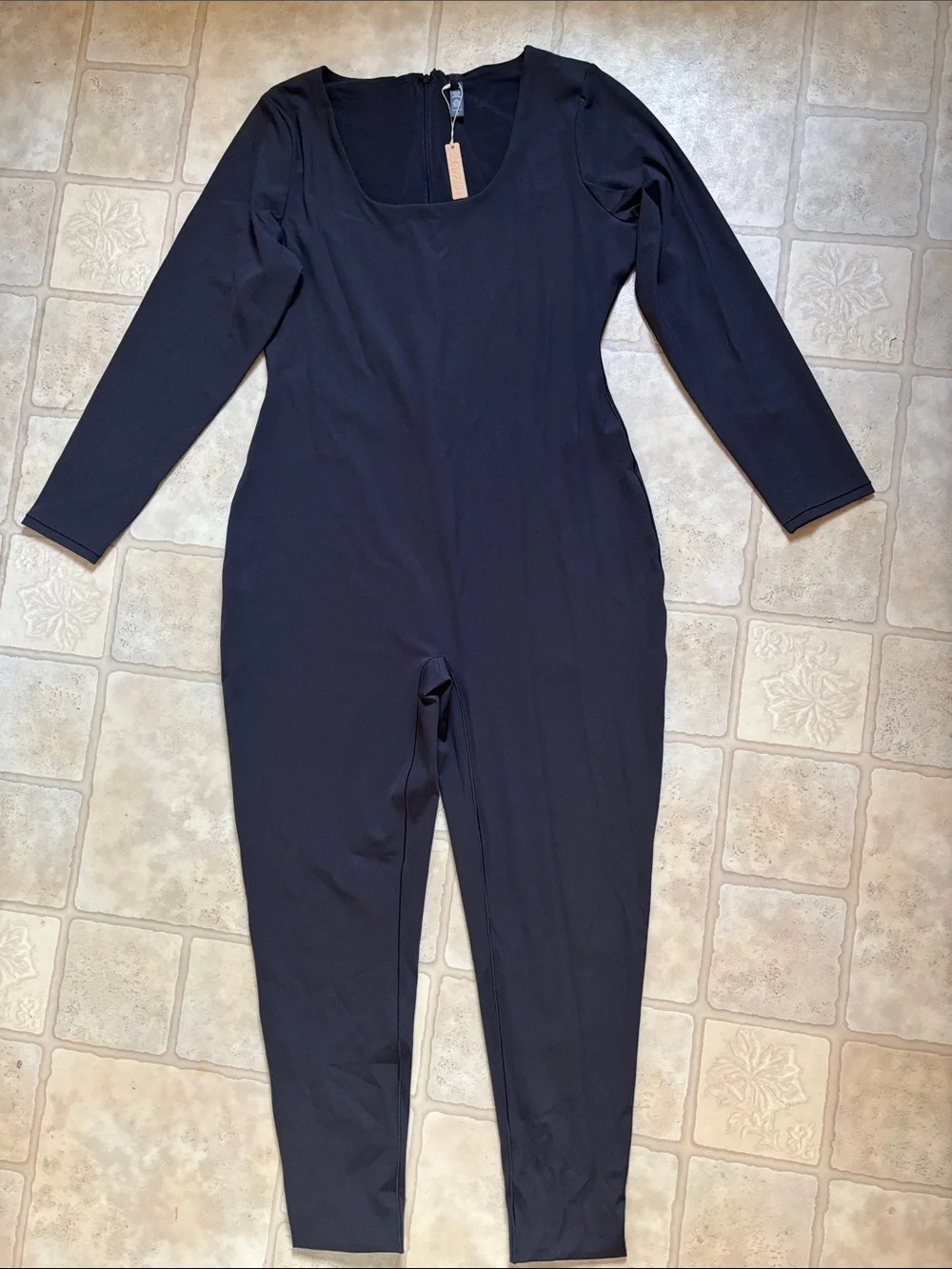 Skims Onyx Black Long Sleeve Catsuit Jumpsuit, Size 4X NWT